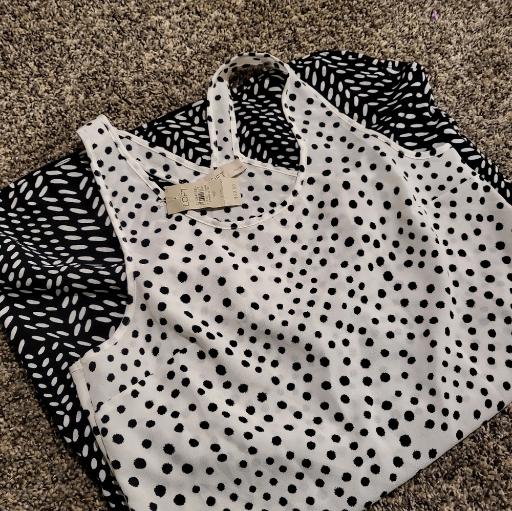 Loft black & white drop waist summer dress